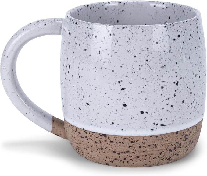 Elanze Designs Speckled Raw Bottom 17 ounce Ceramic Mugs Pack of 2, White