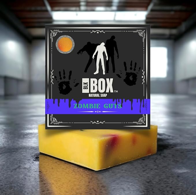 Black Box USA MADE 5oz Men's Natural Bar Soap Made from Moisturizing Natural Oils - Handmade Cold Process Soap No Harsh Chemicals, Strong Sweet Fruit Scent (ZOMBIE GUTS)