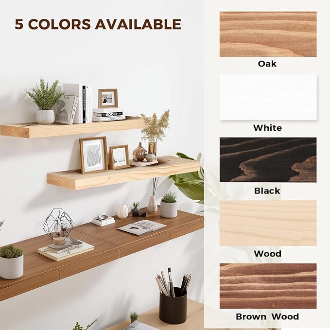 36x8x1.6 inch Floating Shelves Set of 2 – Solid Wood Rustic Wood Wall Mounted Shelf for Kitchen, Bathroom, Living Room