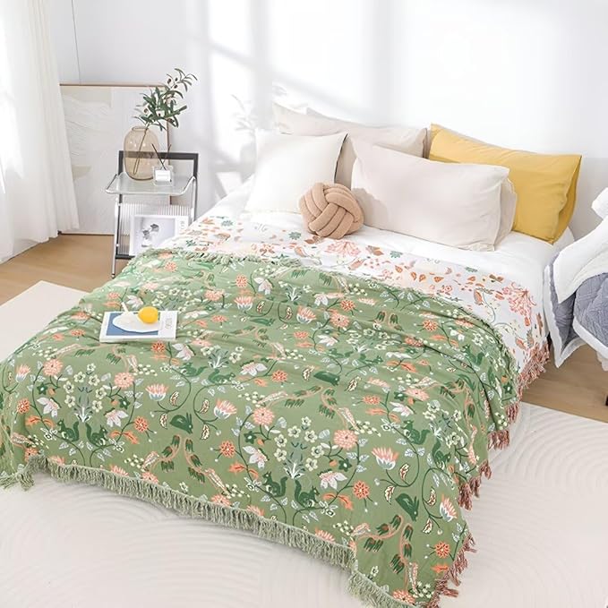 100% Boho Throw Blankets for Bed, Woven Blanket for All Season, Reversible Cozy 90"x98" Premium Soft Decorative Blankets for Couch Sofa Picnic Travel