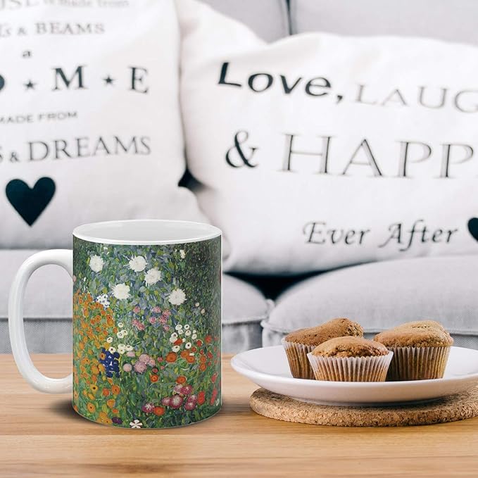 MUGBREW Classic Art Gustav Klimt Flower Garden Ceramic Coffee Mug Tea Cup, 11 OZ
