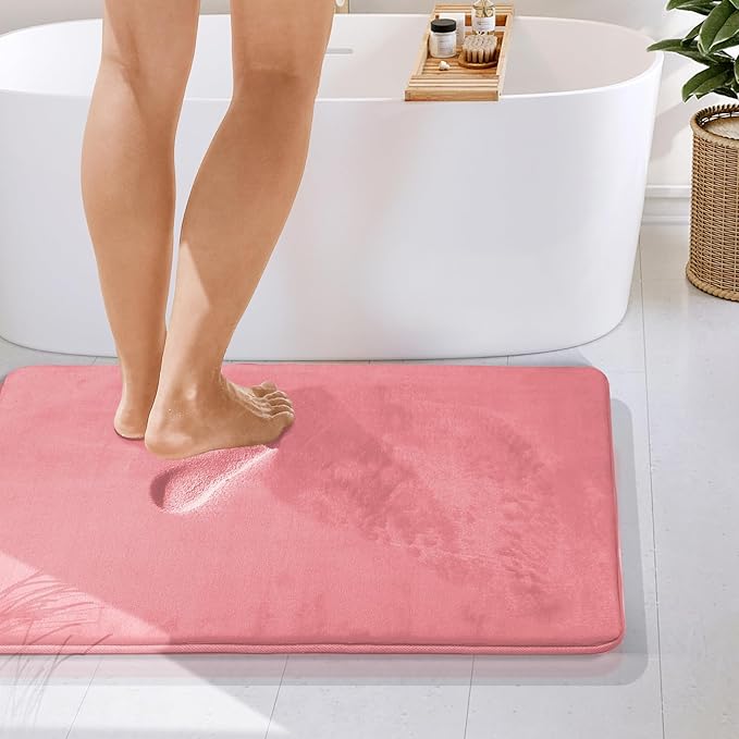 Clara Clark Bathroom Rugs, Velvet Memory Foam Bath Mat, Non-Slip Bath Rugs, Machine Wash, Dries Quickly, Ultra Soft Plush Bath Mats for Bathroom,