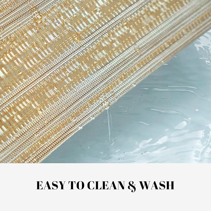 Placemats Set of 4 Vinyl/Plastic Woven Place Mats for Kitchen Table Indoor/Outdoor Washable Placemat Wipeable Dining Table Mats (Aurora Gold,4)