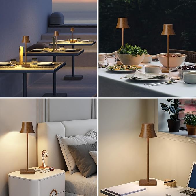 SAKRINGT 2 Pack LED Cordless Table Lamps Rechargeable,5000mAh Battery Operated Table Light,3 Color Stepless Dimming,Portable Small Table Lamp for Patio Restaurant Outdoor