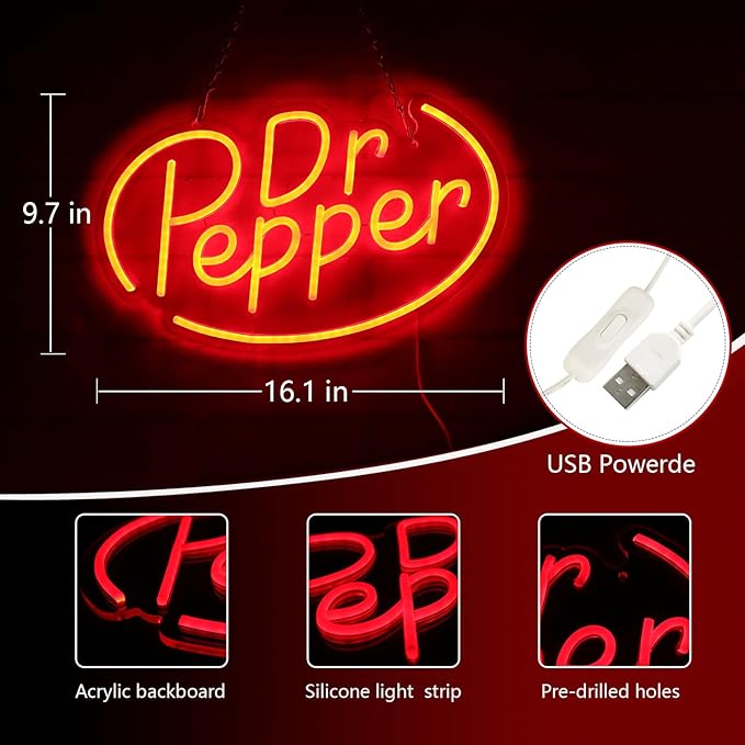 Neon Signs for Wall Decor,Neon Lights for Bedroom Led Business Signs Suitable for Drinks Shop、Man Cave、Christmas Gifts,16 * 10Inch(red)
