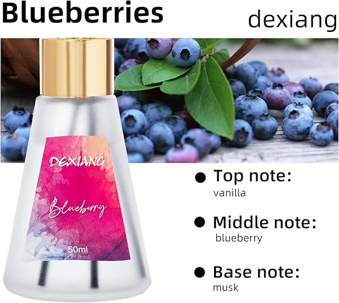 Reed Diffuser Set, 1.7oz Blueberry Scented Diffuser with Sticks, Home Perfume Diffuser Bathroom Shelf Decor(Blueberry)
