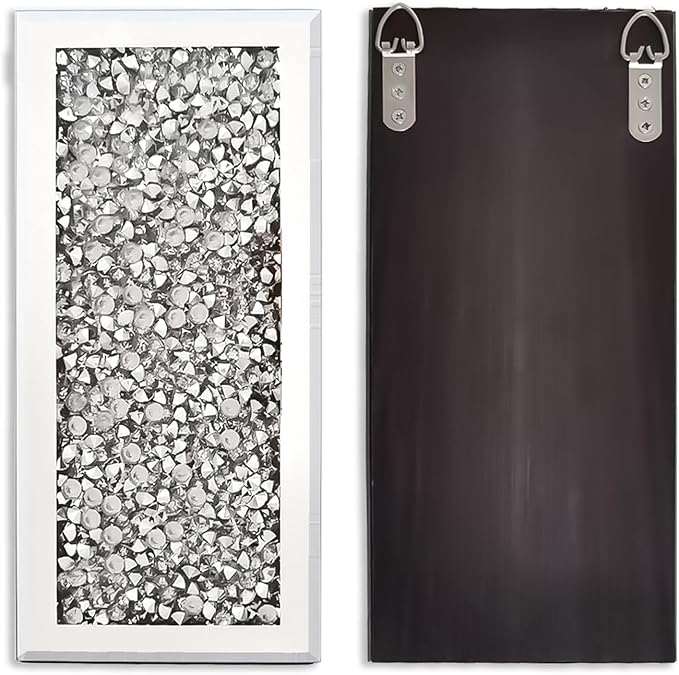 Crushed Diamond Mirrored Wall Vase Crystal Silver Mirror Flower Vase Stunning Decorative Glass Hanging Planter for Home Decor Living Room Dining Room Bedroom.Can't Hold Water(Set of 2)