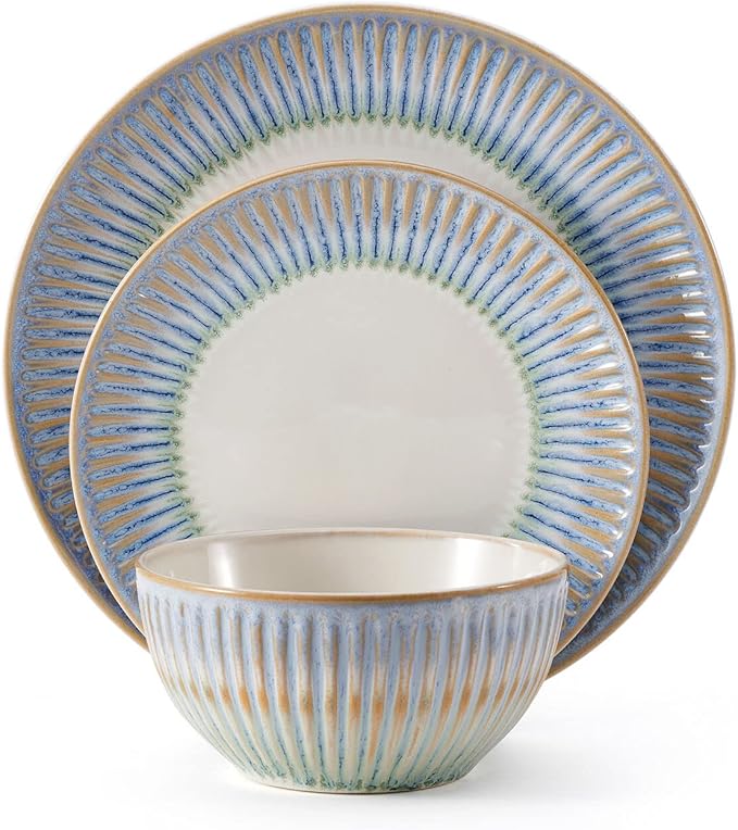 Pfaltzgraff Hensley Blue 12 Piece Dinnerware Set, Service For 4