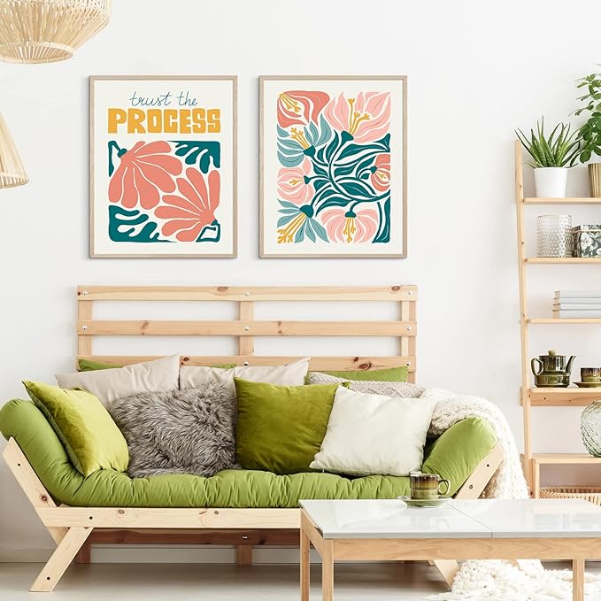Habseligkeit Flower Market Posters for Room Decor, Abstract Floral Wall Art Prints, Cute Wall Decor, Vintage Posters for Girls Room Aesthetic (8x10 UNFRAMED Set of 6)