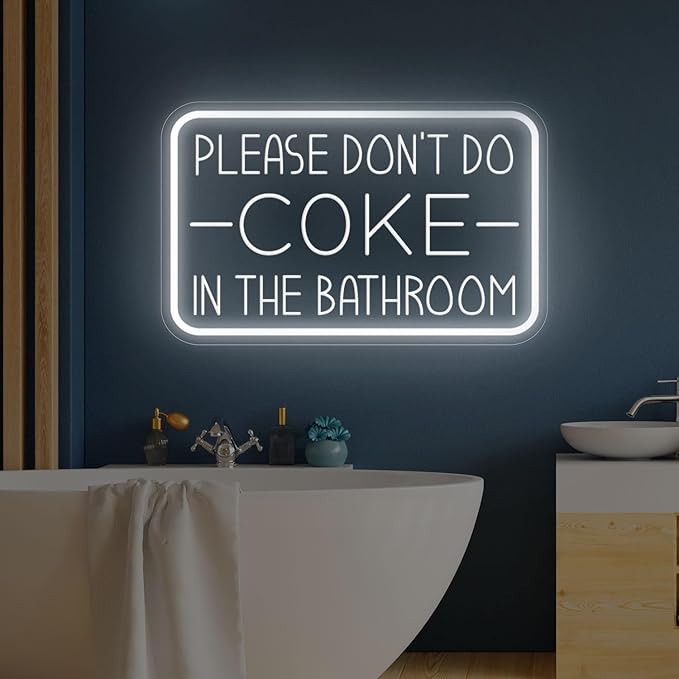 Please Don't Do Coke in The Bathroom Neon Sign for Wall Decor,USB Powered LED Neon Light with Adjustable Brightness,Light Up Sign for Party Decor,Bathroom,Christmas Gifts