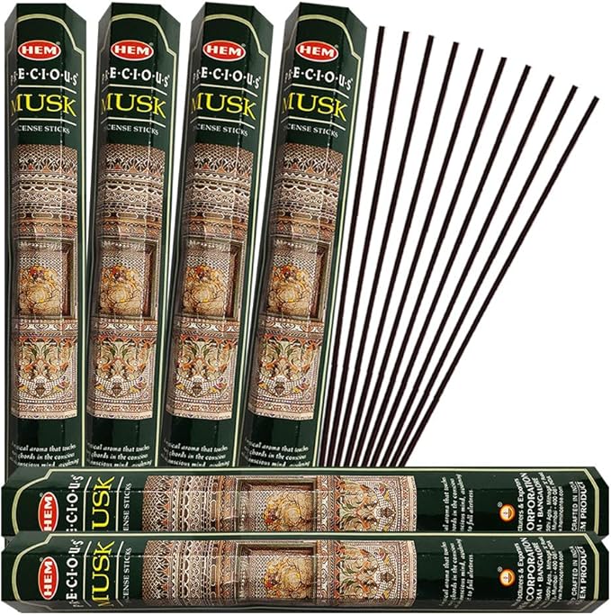 TRUMIRI Precious Musk Incense Stick Bundle: 120 Sticks (6 Packets of 20) with Trumiri Incense Holder