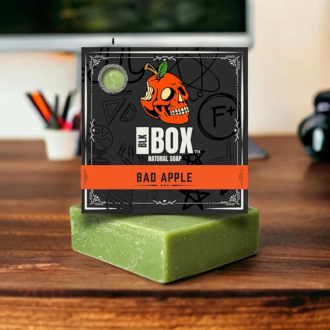 Black Box Limited USA MADE Men's Natural 5oz Bar Soap Moisturizing Body Wash Made from Natural Oils - Handmade Cold Process No Harsh Chemicals Green Apple (Bad Apple)