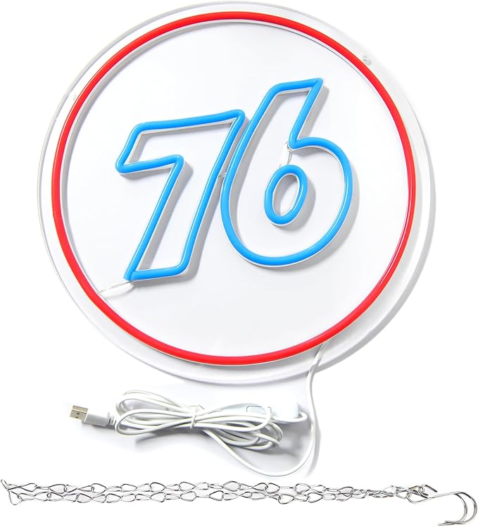 76 Gasoline Neon Sign for Gas Station Personalized Led Sign for Man Cve Neon Sign for Garage,Auto Repair Shop,Birthday Gift for Men,Size12.9 * 12.9inch(ZYLD084)