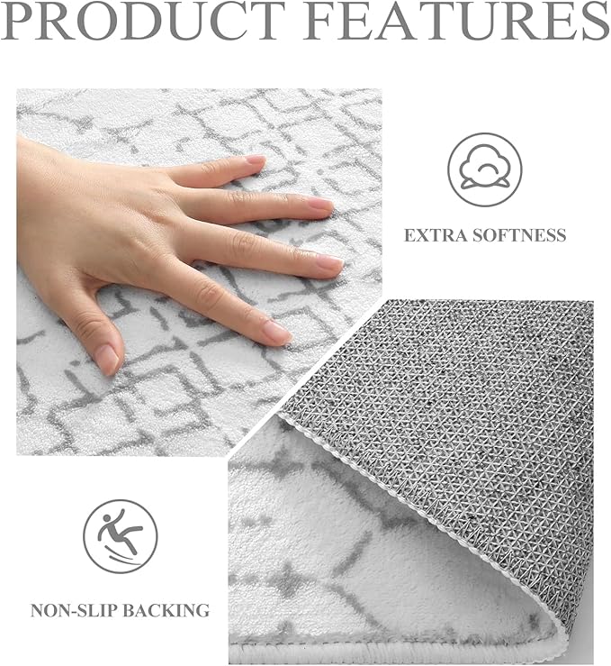 Lahome Moroccan Living Room Area Rug - Washable Rugs 5x7 Non-Slip Soft Throw Rugs for Bedroom White Lightweight Large Rug, Modern Geometric Print Low-Pile Capet for Classroom Office Dining Room(White)