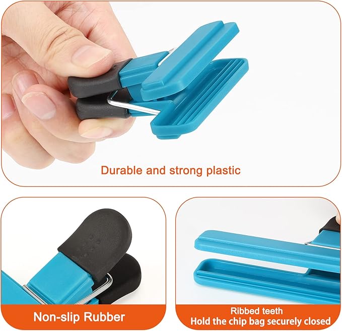 TACGEA Chip Clips, 12 Pack Food Clips, Bag Clips for Food Storage with Air Tight Seal Grip (3''x2.5'')