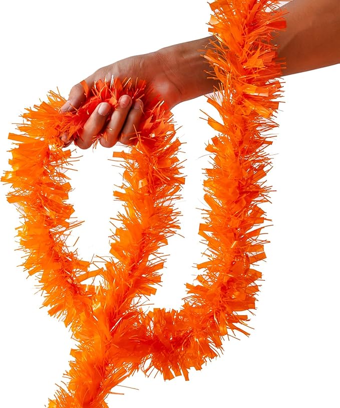 26.2 Feet Orange Holiday Tinsel Garland for Graduation, Birthday, Weddings, Party Decorations, Christmas, Patriotic Foil Tinsel Garland for All-Season Home Indoor Outdoor Party Supplies(Orange)