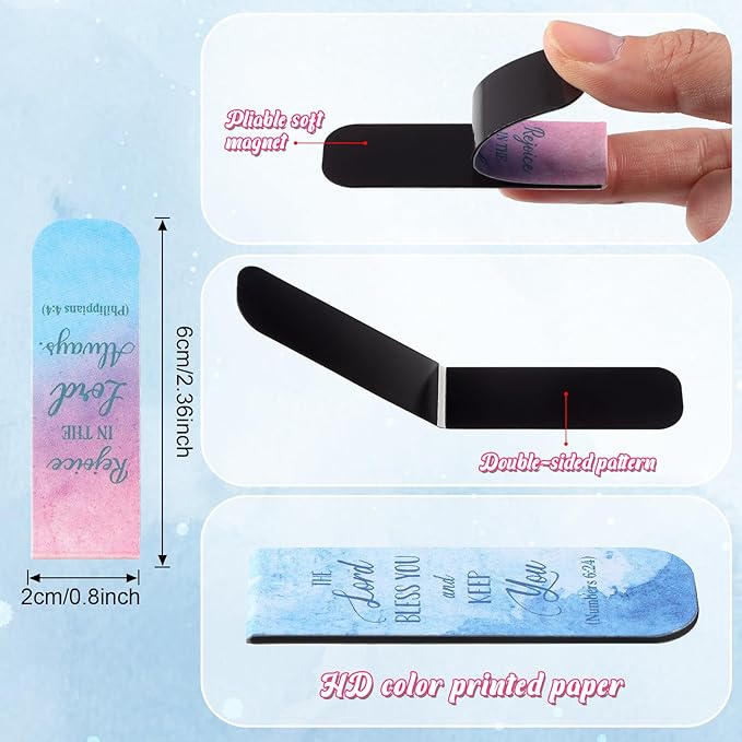 48 Pcs Bible Verse Magnetic Bookmarks Inspirational Scripture Christian Book Markers Religious Motivational Encouragement Flower Page Clips Presents for Women School Office Supplies