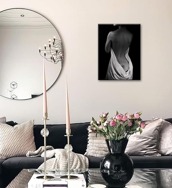 JiazuGo Sexy Posters of Women - Black Sexy Naked Women Canvas Wall Decor Bedroom Living Room Figures Scenery Nude Art Abstract Sexy Girls Used in Bathroom Beautiful Poses Perfect Art Print Painting
