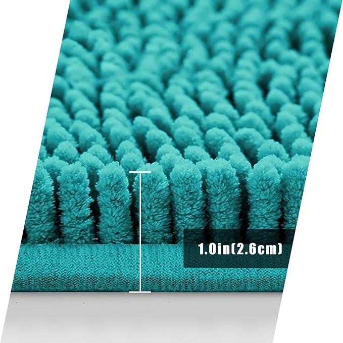 Bathroom Rugs Mat 32x20 Non Slip Chenille Bath Mats Bath Rugs for Bathroom Shower Teal