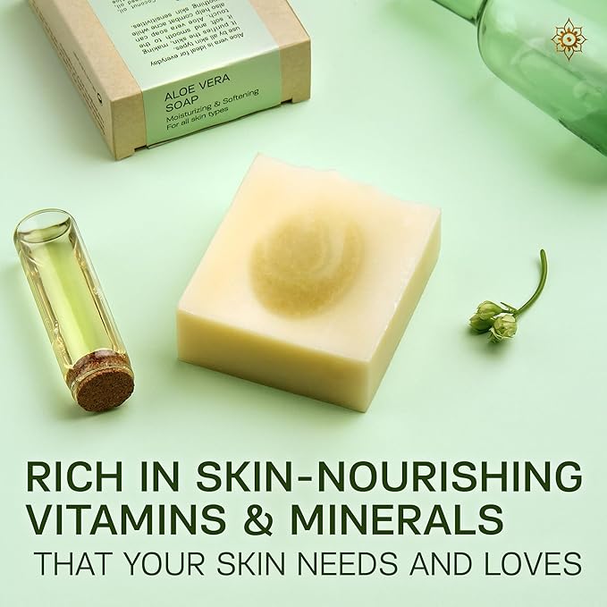 AUTHENTIC BATH & SOAP - Aloe Vera Soap Bar - Cold Processed, Natural, Soothing, Hydrating for Men & Women, Cruelty Free, Vegan, Handmade, Face & Body Wash for All Skin Types. (Pack of 2) 4.2 Oz Each