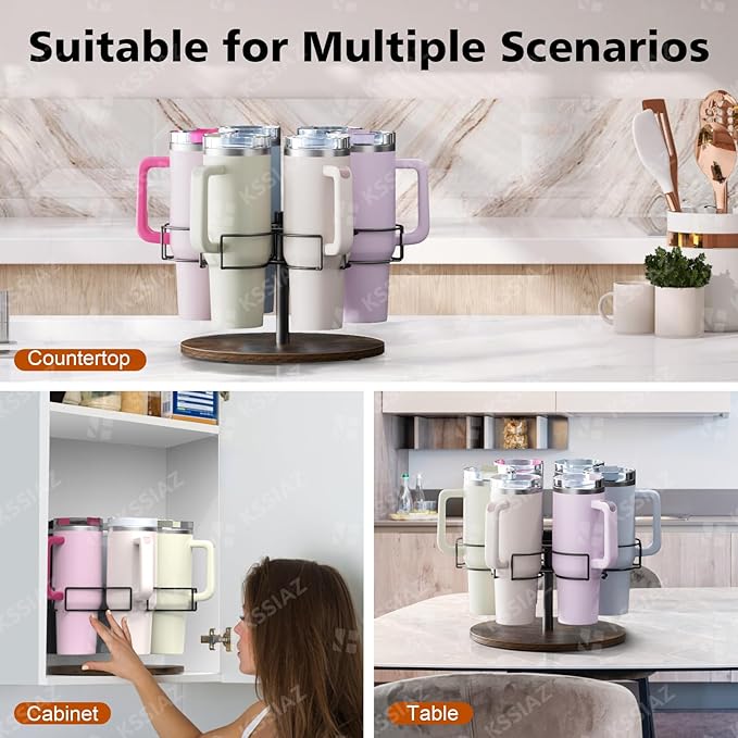 Water Bottle Organizer for Stanley 40 oz, Rotating Stanley Cup Organizer Holder, Tumbler Organizer Holder, Stanley Cup Accessories, Easy to Install, Vintage Brown๏ผPatented Product๏ผ