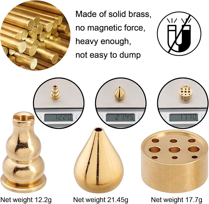 OIIKI Brass Incense Holder, Coil Incense Burner, Incense Stick Holder, Alloy Cone Ash Catcher for Indoor Outdoor Use (3 Styles)