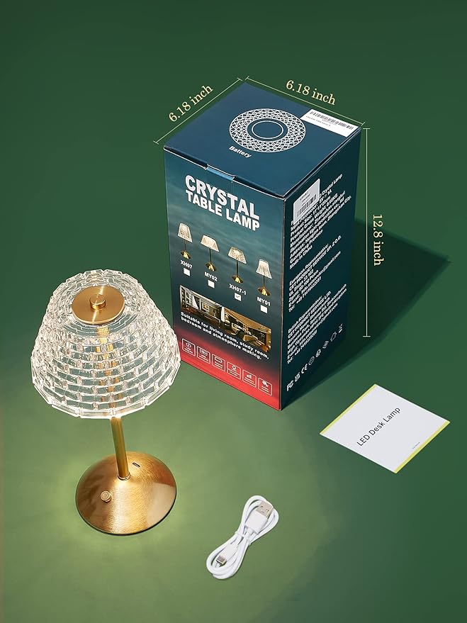 Crystal Lamp for Bedroom,500 Lm Small Lamps for Small Spaces,3 Colors Dimmable Touch Lamps for Bedrooms,Touch Lamp Small Lamp,Small Table Lamp for Living Room,Bedside Table Lamp for Bedroom,Gold Lamp