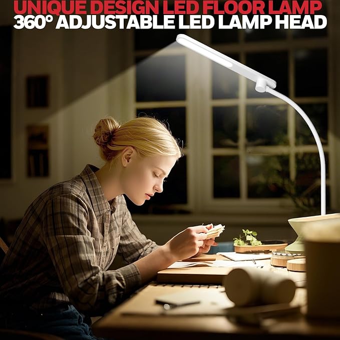 HoneyWell LED Floor Lamp, F4 Sunturalux™ Gooseneck Floor Lamps for Living Room, Super Bright Stepless Dimmable Tall Standing Lamp, Modern Eye-Caring Reading Floor Lamp for Bedroom Office Study
