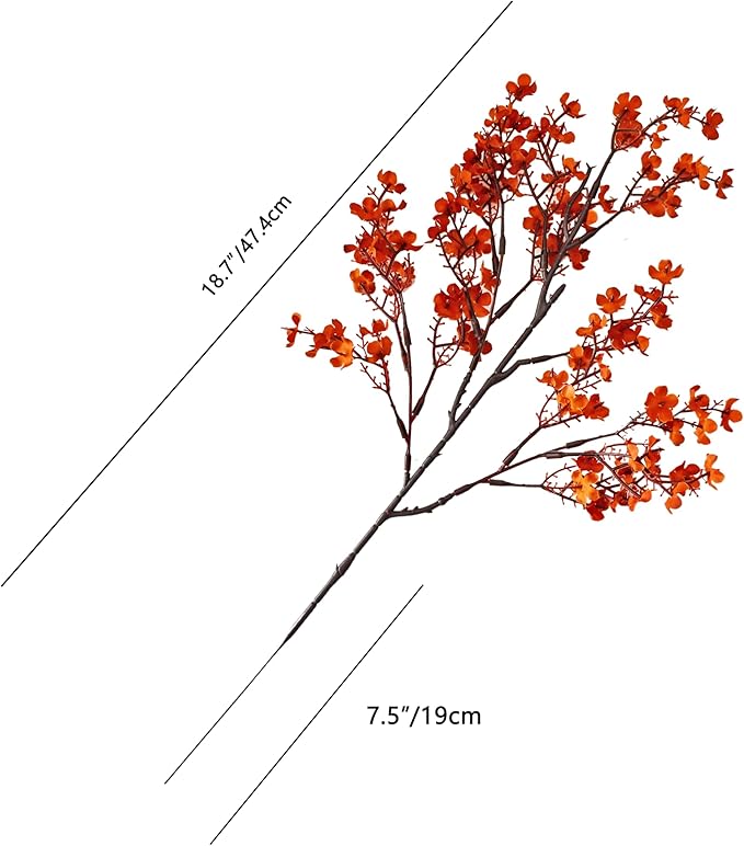 Mandy's Burnt Orange Artificial Baby’s Breath Flowers 6 Bundles Silk Gypsophila with Bendable Stems for Fall Centerpiece Wedding Decor and Table Arrangements