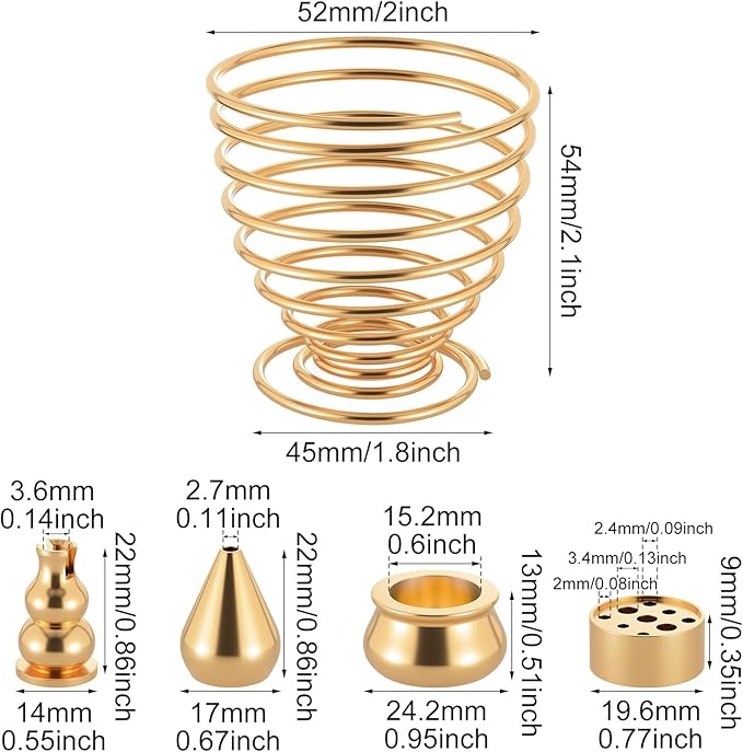 OIIKI Brass Incense Holder, Coil Incense Burner, Incense Stick Holder, Alloy Cone Ash Catcher for Indoor Outdoor Use (5 Styles)