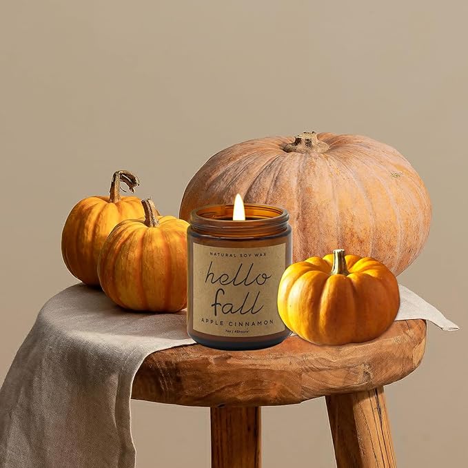 Lihome Fall Decorations for Home - Fall Candles, Fall Gifts for Women, Natural Soy Wax Apple Cinnamon Scented Candles Fall(7oz)