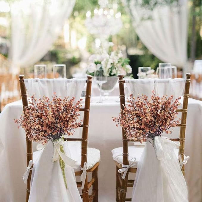 AILANDA 12PCS Babys Breath Artificial Flowers Fall Faux Gypsophila Bouquet Real Touch European Fake Silk Flowers Arrangements for Wedding Table Centerpiece Festival Vase Fall Decor (Dusty Pink+Khaki)