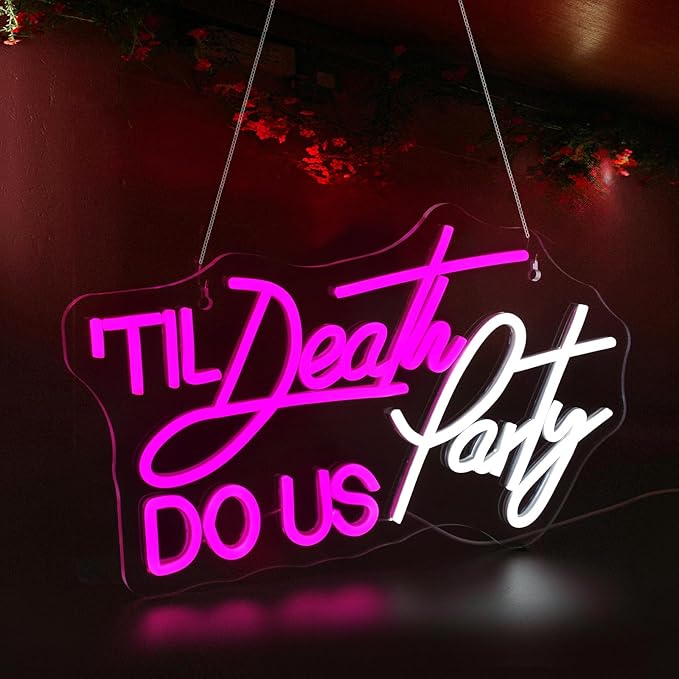Til Death Do Us Party Neon Sign, Neon Signs for Wall Decor Neon LED Signs Room Neon Light Up Signs Home Decor