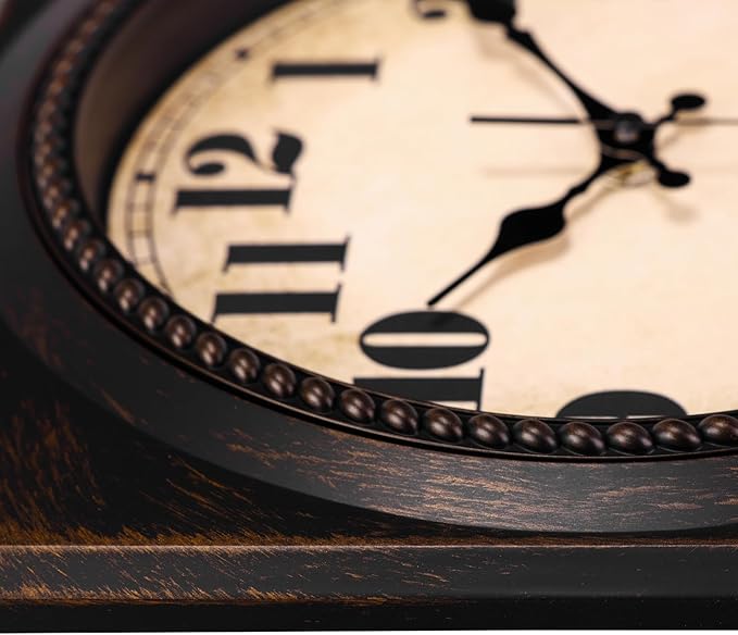 Wall Clock Vintage 1950s Style - Square Retro 12 Inch Wall Clocks Battery Operated for Kitchen Home Decor,Bronze