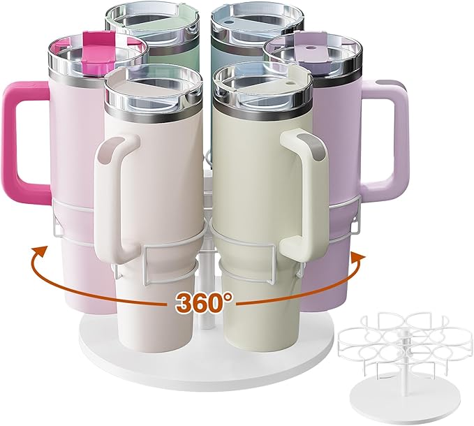 Water Bottle Organizer for Stanley 40 oz, Rotating Stanley Cup Organizer Holder, Tumbler Organizer Holder, Stanley Cup Accessories, Easy to Install, White๏ผPatented Product๏ผ