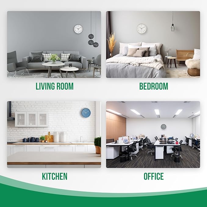 Wall Clock 12 Inch Non-Ticking Silent Modern Simple Style Round Decor Clock Silver Stereoscopic Dial Quartz Wall Clocks for Home/Office/School/Living Room/Bedroom/Kitchen