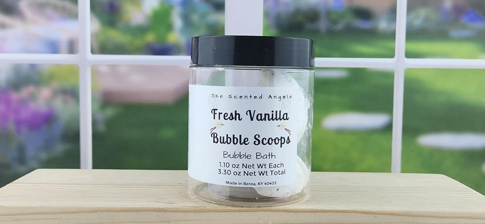 TSA Handmade Very Bubbly Fresh Vanilla Bubble Bath Scoops with Poppy Seeds, Soak, Clean, Spa, Skin Care, Dry Skin, Moisturizer, Scented Soap, Sensitive, Woman, Kids, Gift, Relax, 3 1.1 oz Scoops