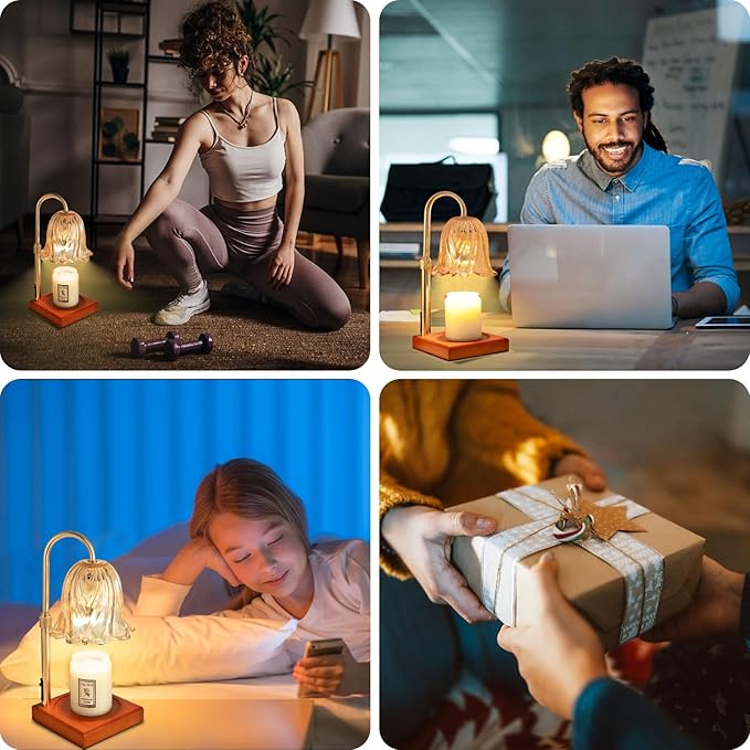 Candle Warmer Lamp with Timer Dimmable, Birthday Gifts for Women Mom, House Warming Gifts New Home Decor, Wax Melt Warmer for Jar Candles with 2 Bulbs