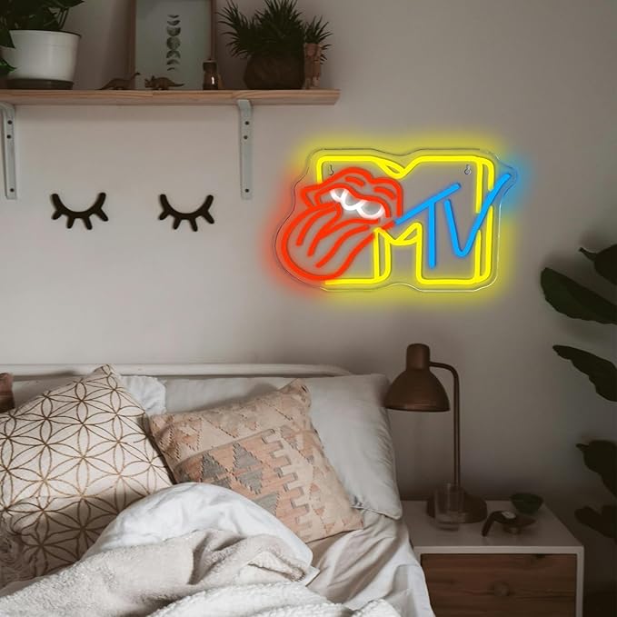 Neon Sign,Lips Neon Signs for Wall Decor,Led Sign for Boys Girls Gaming Room, Lips Neon Lights for Bedroom Man Cave,USB Powered Light Up Sign for Birthday Party Living Room Decoration