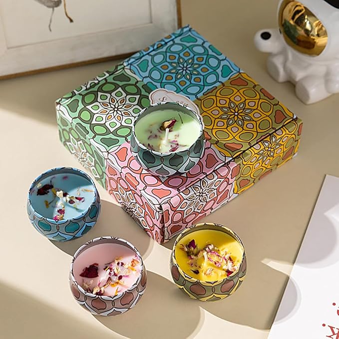 Naimo 4 Pack Scented Candles Long Lasting Soy Wax Aromatherapy Candle for Home Bath Spa Yoga Birthday Gift Set