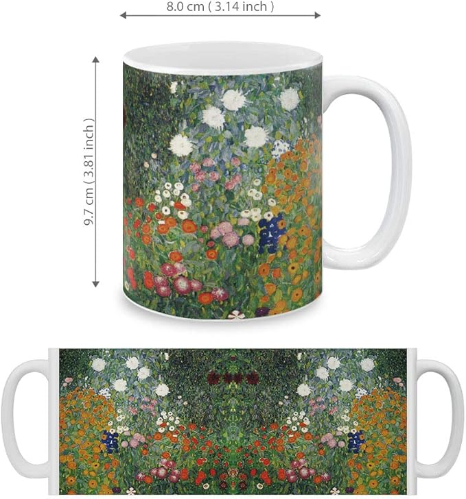 MUGBREW Classic Art Gustav Klimt Flower Garden Ceramic Coffee Mug Tea Cup, 11 OZ