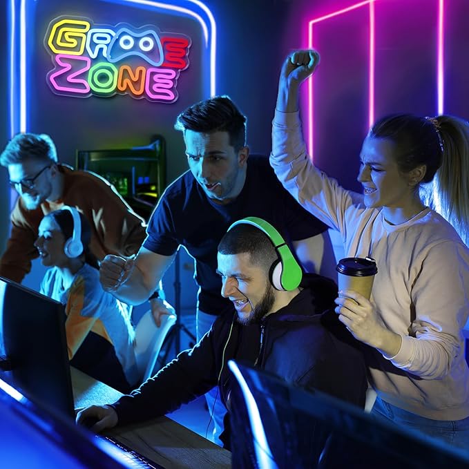 Game Zone Neon Sign for Gamer Room Decor, USB Powered Dimmable Colorful Led Gaming Neon Signs for Boys Room, Teen Room, Wall Decor, Gamer Gifts for Teen, Men, Kids