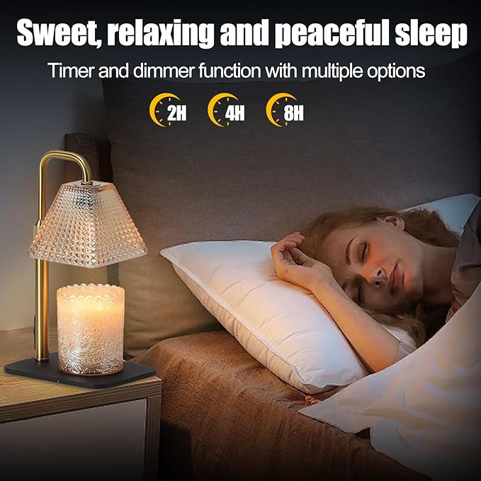Candle Warmer Lamp with Timer & Dimmer - Electric Candle Wax Melt Warmer with Adjustable Height for Scented Candle Wax, Homer Décor and House Warming Birthday Gifts for Women Mom