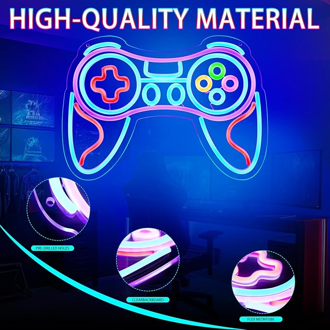 Gamer Neon Sign for Bedroom Decor -Game Controller for Game Room Decoration,USB Lights Led Gaming Neon for Teen Boy Room Decor -Best Gamer Gifts for Boys Kids (16.5 * 11.4in)