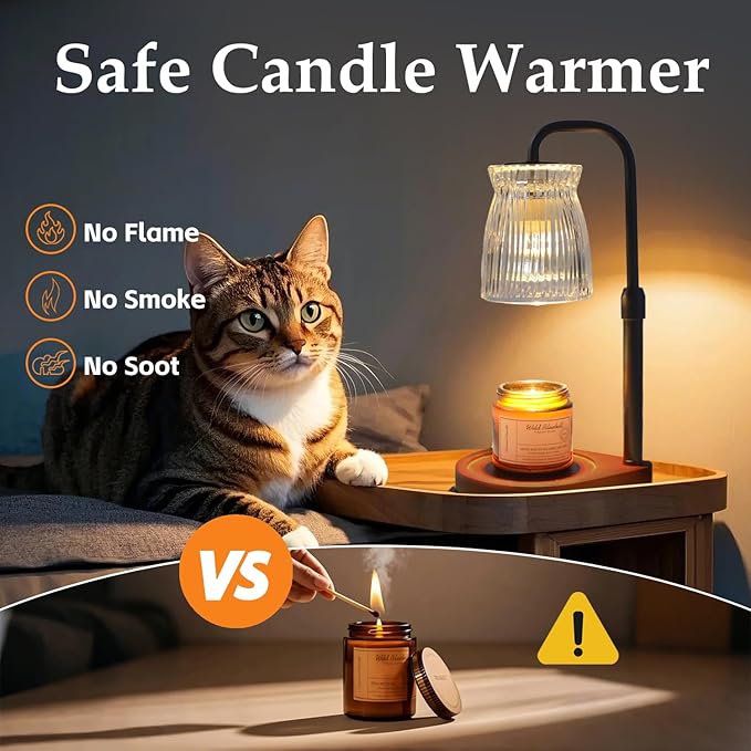 Shering Candle Warmer Lamp with Timer Dimmable, Adjustable Height Candle Light Warmer with Gift Box, Birthday Gifts for Women Mom, House Warming Gifts New Home Decor, Wax Warmer Lamp with 2 Bulbs
