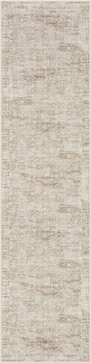 Lahome Morden Beige Kitchen Runner Rugs Non-Skid, Washable Hallway Runner Rug 10 ft, Farmhouse Soft Stain Resistant Carpet Runner for Bathroom Long Hall Office Home