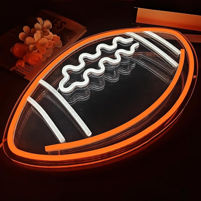 Football Neon Signs for Wall Decor Dimmable Neon Football Light for Bedroom Football Room Decor for Boys Girls Room Football Neon Wall Sign for Man Cave Game Room Birthday Decoration