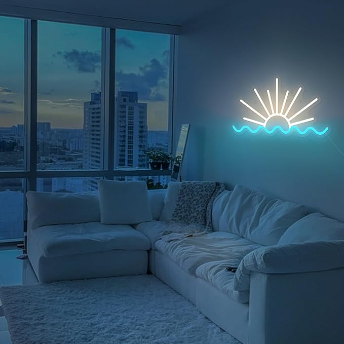 Sunrise Sunset Neon Sign Dimmable Beach Sun Wave Neon Sign for Bedroom Man Cave Living Room Party Bar Decor USB Powered LED Light