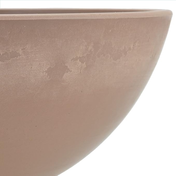PSW Pot Collection M25TP 10-inch Plastic/Stone/Wood Composite Low Bowl Planter – No Drainage Hole (Drillable), Shallow Indoor/Outer Pot for Succulents, Bonsai, Fairy Gardens, Herbs, Taupe