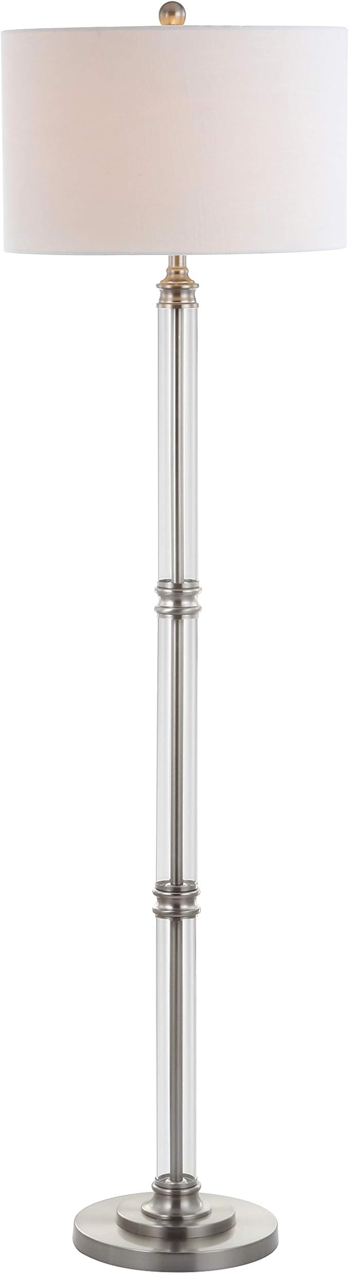 JONATHAN Y JYL3058A Ralph 60" Metal/Glass Floor Lamp, Contemporary, Modern, Transitional, Elegant, Office, Living Room, Family Room, Dining Room, Bedroom, Hallway, Foyer, Polished Nickel/Clear